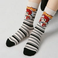 Novost češljane pamučne čarape za posade Smiješni šareni crtani uzorak Ispis čarape za žene muškarci