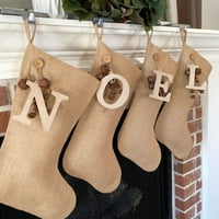 Burlap Božićna čarapa sa personaliziranim pismom i rustnim zvonima Marilee Home