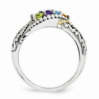 14k dvotonski zlatni prsten za prsten za majku i obiteljski žuti polukretni dijamantni kamen montaža