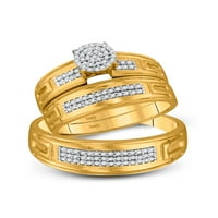 10kt žuto zlato Njegova njegova okrugla dijamantski klaster podudaranje vjenčanja CTTW
