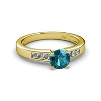 London Blue Topaz i dijamantni zaručni prsten 1. Carat TW u 14K žutom zlatu.Size 6.5
