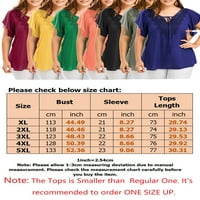 Ženske plus veličine vrhovi kratkih rukava s majicama V izrez Basic TEE bluza Ljetna čipka Tunika