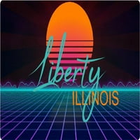 Liberty Illinois Vinil Decal Stiker Retro Neon Dizajn