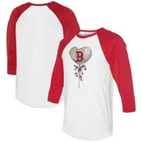 Ženska sitna kauč bijela crvena boston crvena tako srce hally 3 4-rukave raglan majica