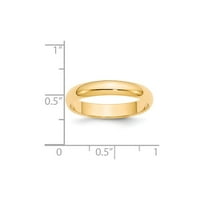 Čvrsta 14K žuta zlatna obična klasična kupola Vjenčana prstena veličine 8