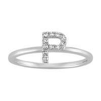 Araiya 10k bijeli zlatni dijamant P inicijalni prsten za žene veličine 6