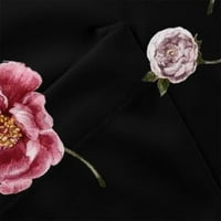 Tking Modne žene Plus size Prućači vrh V-izrez kratkih rukava cvjeta s cvijećem Džebovi za tisak Radna
