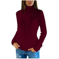 Ženska modna klirens džemper, ženski dugih rukava sa velikim bojama gornji vrat tanak džemper s visokim