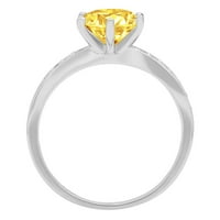 1. CT sjajan okrugli rezan čist simulirani dijamant 18k bijeli zlatni pasijans sa Accenting prstenom