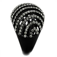 Luxe nakit dizajnira ženski crni prsten od nehrđajućeg čelika sa crnim dijamantskim kristalima - veličine