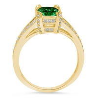 2. CT Sjajni smaragdni rez Clear Simulirani dijamant 18K žuti zlatni pasijans sa Accentima prsten sz