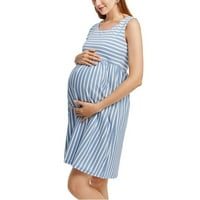 Stretch bez rukava Stripe Loose Street Trend sestrinki mekani dnevni trudnički ženski haljina svijetloplava