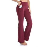 Yoga hlače Žene Visoko struk bageri široko ravne noge Sportske pantalone zaletjele su džep za pilates