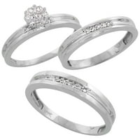 10k bijelo zlatni ženski dijamantski vjenčani prsten širokog veličina 8.5