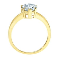 2. CT sjajan kruški rez simulirani plavi dijamant 14k žuti zlatni pasijans prsten sz 9.75