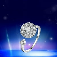 Prstenje nakita, osporavajući ženski prsten za zirkoniju, sretno ružičasti dijamant rotirajuća prstena