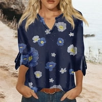 HHEI_K ženski gornji labavi ležerni bluzovi s V-izrezom majica zvona