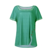 Ženski vrhovi kratki rukav čvrsta blusa casual ženska modna četvrtasti dekolte mashirts zelena 4xl