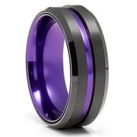 Ljubičasti vjenčani prsten, crnim volfram prsten, zaručnički prsten, vjenčani prsten, volfram karbidni