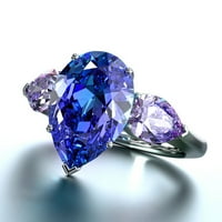Biplut modne žene Fau Sapphire Amethyst prsten za prste vjenčani poklon nakita