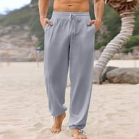 Elneeya Muške modne Ležerne hlače na plaži Čvrsta boja elastične pojasene džepove kombinezone hlače