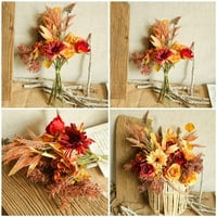 Flower cvjetovi, umjetni jeseni cvjetovi Ne FADE Lažni javorov list mini pumpkins Jesenske biljke, Dekoracija suncokreta za kućnu zabavu Dan za vjenčanje Dan zahvalnosti - Pack