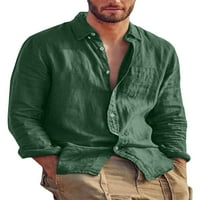 Biayxms Muška košulja za ovratnike, puna boja dugih rukava s dugim rukavima - labava labava bluza sa