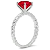 CT sjajan okrugli rez simulirani ruby ​​14k bijeli zlatni solitaire prsten sz 5.25