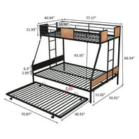 Twin-prevrtan krevet s klipom, modernim čeličnim okvirom za krevet sa sigurnosnim željeznikom i ugrađenim