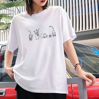 Sdjma modni ženski ljetni labavi ispisani kratki rukav majica O-izrez
