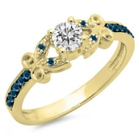 DazzlingRock kolekcija 0. Carat 14k Blue & White Diamond Bridal Angažman prsten CT, žuto zlato, veličine