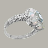 Britanci napravili spektakularni 10k bijeli zlatni prirodni akvamarinski i opal ženski Obećani prsten