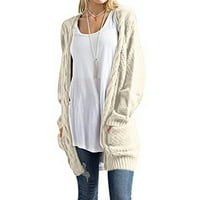 Ženski vrhovi odozgo ispod $ modne žene dugih rukava zimski kardigan džemper sa čvrstim bojama Beige XL, AC17956