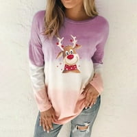 Božićne dukseve za žene za ispis bluza Grafički pulover dugih rukava