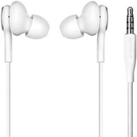 Premium bijeli žičani stereo slušalice u ušima sa linijskim daljinskim i mikrofonom kompatibilni s Blu