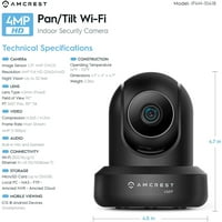 Amcreat 4MP PROHD unutarnji WiFi kamera, sigurnosna IP kamera sa nagibom pan, dvosmjerni audio, noćni