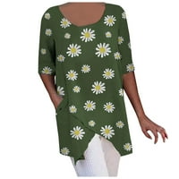 Vrhovi Solacol za žene rukav modni ženski labavi O-izrez cvjetni print kratkih rukava Ležerna majica