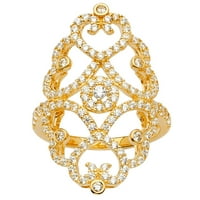 Jewels Lux14k Yellow Gold Multi line Micro Pave Cubic cirkonijska CZ Modna godišnjica Veličina prstena