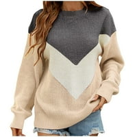 Pad džemperi za žene dugih rukava okrugli vrat pulover pletena džemper siva m