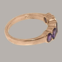 Britanci napravio 9k ružični zlatni prsten s prirodnim ametistom ženskim prstenom - veličine opcija