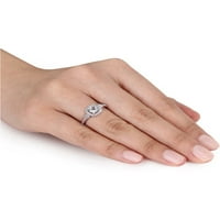 Carat Light Aquamarinski prsten sa dijamantnim halo u 10k bijelo zlato