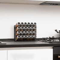 Auledio Metal začina stalak za začinjeni i zidni začin Organizator začina drži začina za začinje za Kitcehn Countertop u crnoj boji