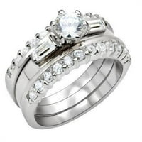 Alamode LoAS1040- visokoličan srebrni prsten Sterling sa AAA CRATE CZ, Clear - Veličina 5