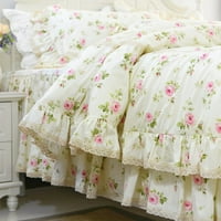 Cvjetni print Duvet Cover set princeze čipke ruff posteljina set za djevojčice