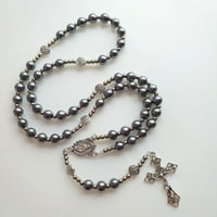Okrugle staklene perle kružne ogrlice Mary Isus Cross Privjesak vjerske ogrlice za muškarce Žene Nakit