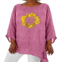 Avamo dame majica Sunflower Print majica Crew Neck Tee Weekend Comfy Tunic Bluse Casual rukav pulover