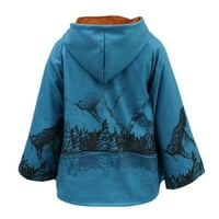 Kakina s ženskim jaknema lagana, ženska zima labav rog kopča za putovanje ogrtačem Cloak kaput plavi,