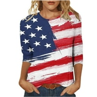 JSAierl Ženski dan nezavisnosti Ljetni elegantni majica rukava Patriotske zvijezde i pruge Grafički