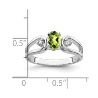Čvrsta 14k bijelo zlato 6x ovalni peridot zeleni kolovoz Gemstone Diamond Enference Veličina prstena