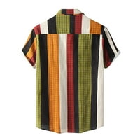 Hanzidakd majice za muškarce Ljeto kratki rukav Ispis modne tipke Stripe kratka provjera Ležerne majice